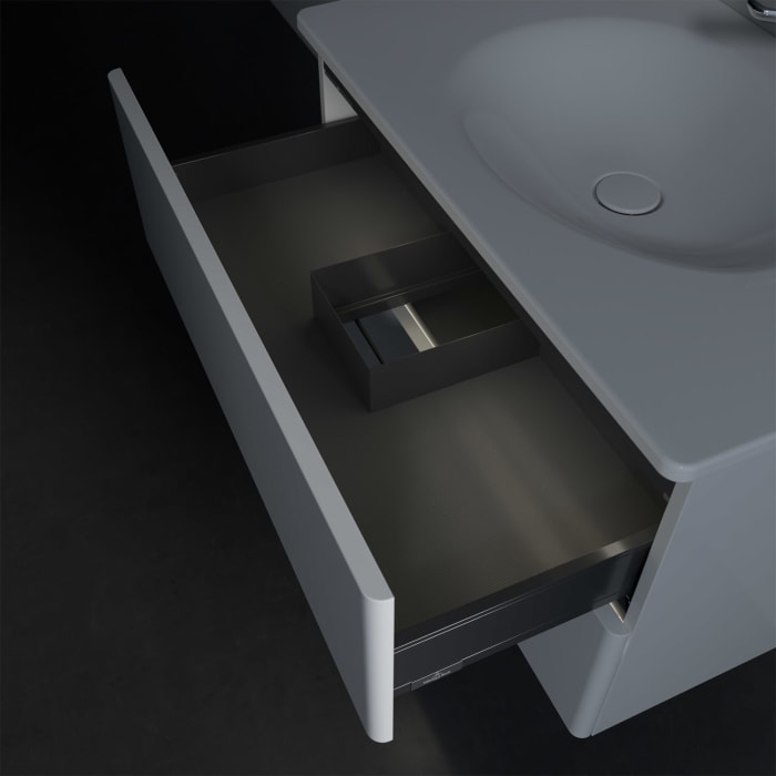 Villeroy & Boch Antao Waschbeckenunterschrank, 78,8 x 50,4 cm, 2 Auszüge, Fronten ohne Struktur, mit LED-Licht