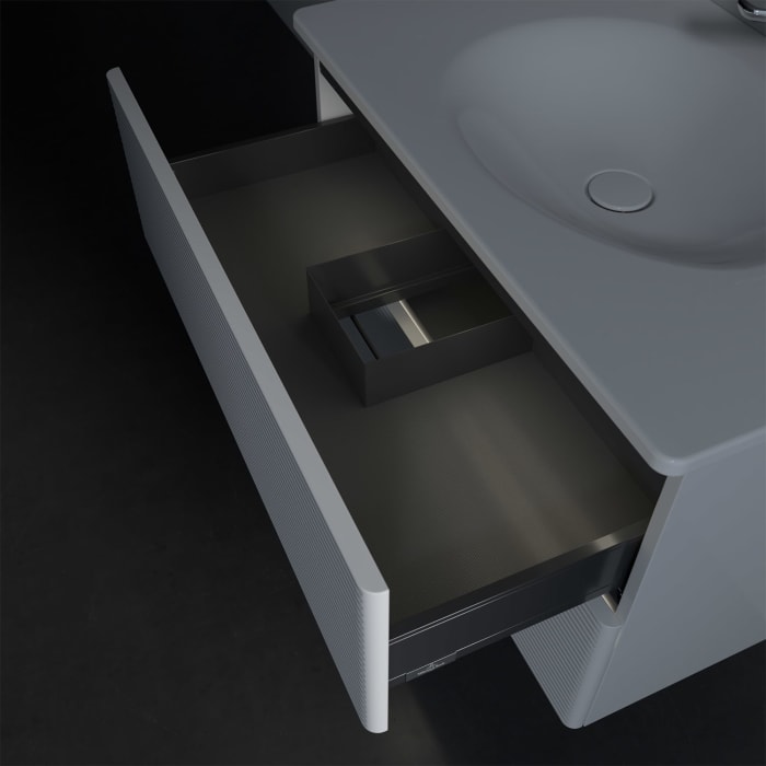 Villeroy & Boch Antao Waschbeckenunterschrank, 78,8 x 50,4 cm, 2 Auszüge, Fronten mit Struktur, mit LED-Licht
