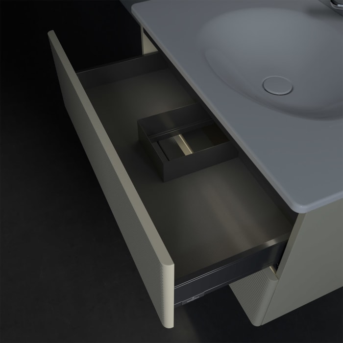 Villeroy & Boch Antao Waschbeckenunterschrank, 78,8 x 50,4 cm, 2 Auszüge, Fronten mit Struktur, mit LED-Licht