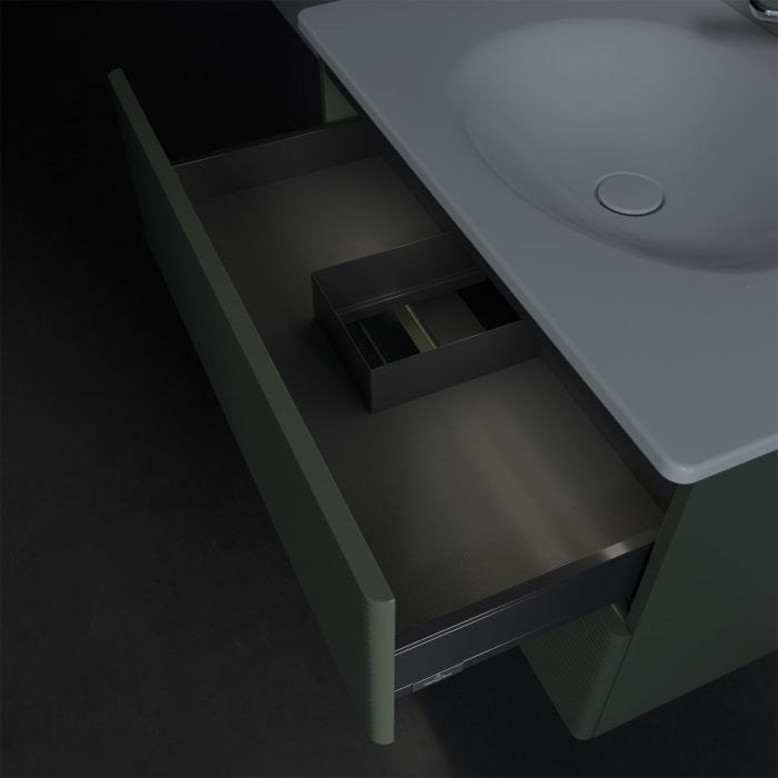 Villeroy & Boch Antao Waschbeckenunterschrank, 78,8 x 50,4 cm, 2 Auszüge, Fronten mit Struktur, mit LED-Licht