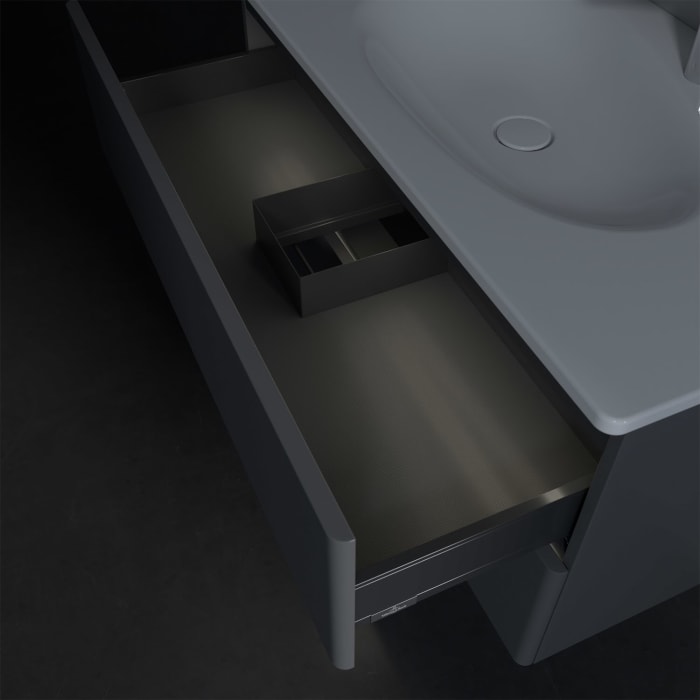 Villeroy & Boch Antao Waschbeckenunterschrank, 98,8 x 50,4 cm, 2 Auszüge, Fronten ohne Struktur, mit LED-Licht