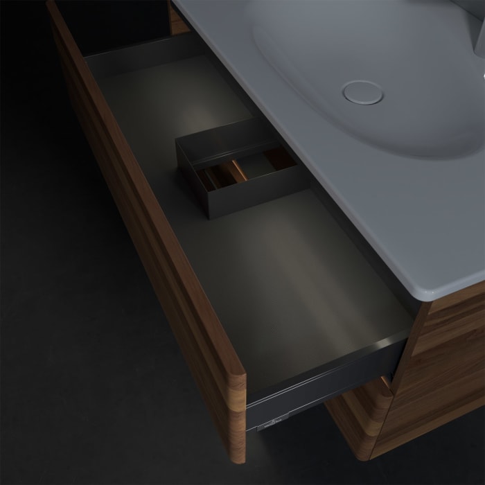 Villeroy & Boch Antao Waschbeckenunterschrank, 98,8 x 50,4 cm, 2 Auszüge, Fronten ohne Struktur, mit LED-Licht