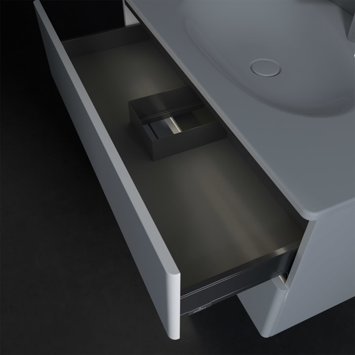 Villeroy & Boch Antao Waschbeckenunterschrank, 98,8 x 50,4 cm, 2 Auszüge, Fronten ohne Struktur, mit LED-Licht