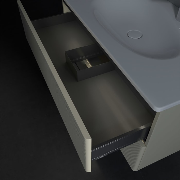 Villeroy & Boch Antao Waschbeckenunterschrank, 98,8 x 50,4 cm, 2 Auszüge, Fronten mit Struktur, mit LED-Licht