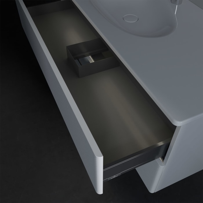 Villeroy & Boch Antao Waschbeckenunterschrank, 118,8 x 50,4 cm, 2 Auszüge, Fronten mit Struktur, mit LED-Licht