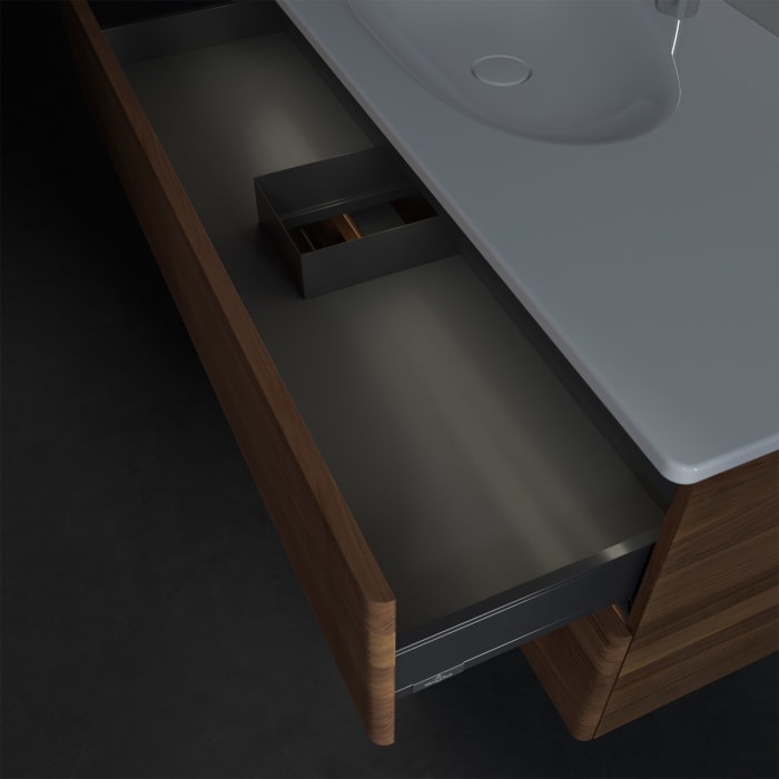 Villeroy & Boch Antao Waschbeckenunterschrank, 118,8 x 50,4 cm, 2 Auszüge, Fronten mit Struktur, mit LED-Licht