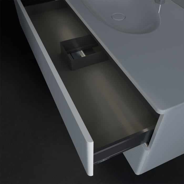 Villeroy & Boch Antao Waschbeckenunterschrank, 118,8 x 50,4 cm, 2 Auszüge, Fronten mit Struktur, mit LED-Licht