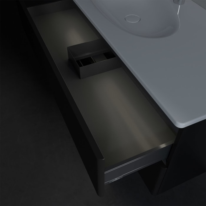 Villeroy & Boch Antao Waschbeckenunterschrank, 118,8 x 50,4 cm, 2 Auszüge, Fronten mit Struktur, mit LED-Licht