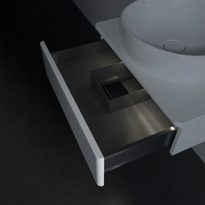 Villeroy & Boch Antao Waschbeckenunterschrank, 60 x 19 cm, 1 Auszug mit LED-Licht, Front ohne Struktur, ohne Hahnloch