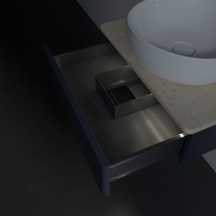 Villeroy & Boch Antao Waschbeckenunterschrank, 60 x 19 cm, 1 Auszug mit LED-Licht, Front ohne Struktur, ohne Hahnloch