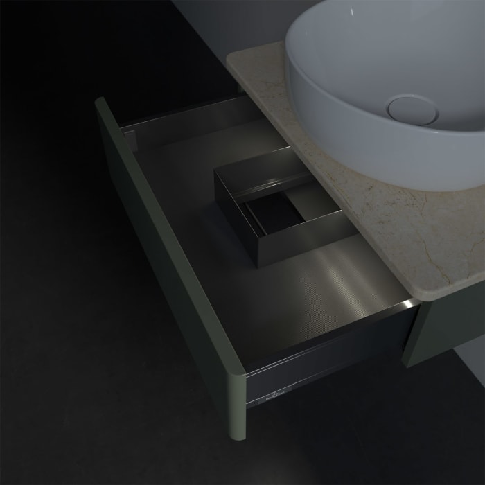 Villeroy & Boch Antao Waschbeckenunterschrank, 60 x 19 cm, 1 Auszug mit LED-Licht, Front ohne Struktur, ohne Hahnloch