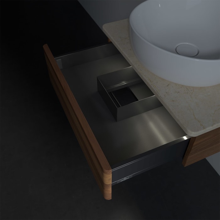 Villeroy & Boch Antao Waschbeckenunterschrank, 60 x 19 cm, 1 Auszug mit LED-Licht, Front ohne Struktur, ohne Hahnloch