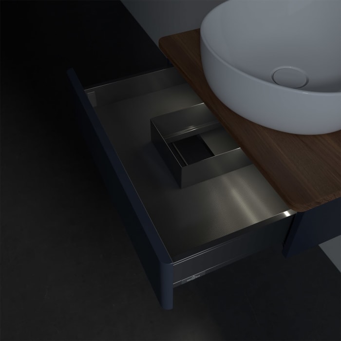 Villeroy & Boch Antao Waschbeckenunterschrank, 60 x 19 cm, 1 Auszug mit LED-Licht, Front ohne Struktur, mit Hahnloch