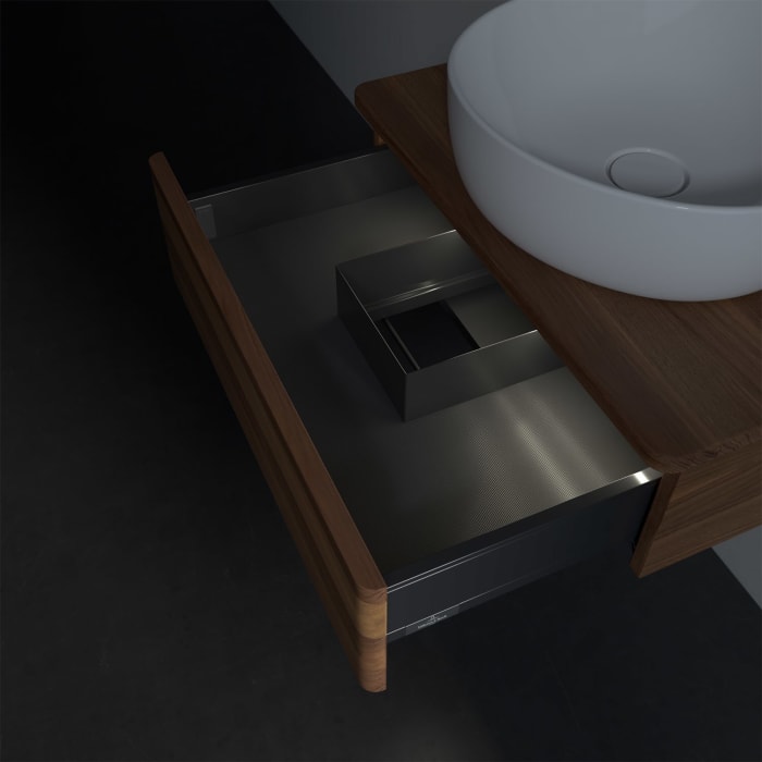 Villeroy & Boch Antao Waschbeckenunterschrank, 60 x 19 cm, 1 Auszug mit LED-Licht, Front ohne Struktur, mit Hahnloch