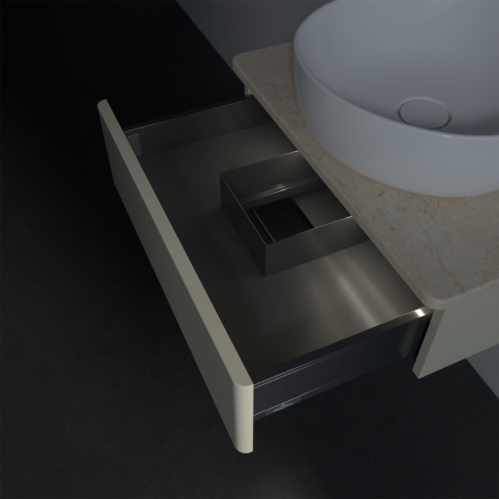 Villeroy & Boch Antao Waschbeckenunterschrank, 60 x 19 cm, 1 Auszug mit LED-Licht, Front ohne Struktur, mit Hahnloch