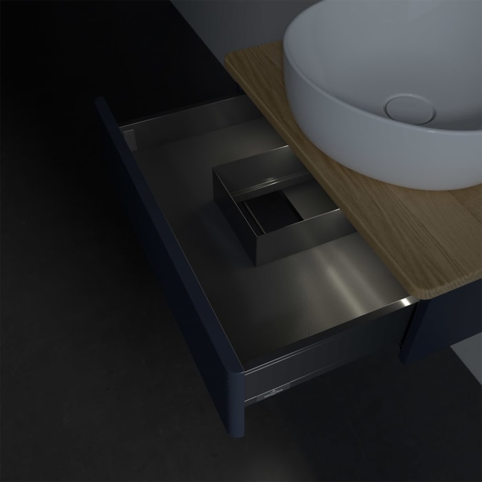 Villeroy & Boch Antao Waschbeckenunterschrank, 60 x 19 cm, 1 Auszug mit LED-Licht, Front mit Struktur, mit Hahnloch