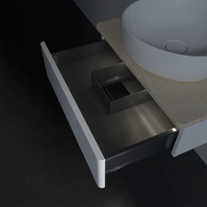 Villeroy & Boch Antao Waschbeckenunterschrank, 60 x 19 cm, 1 Auszug mit LED-Licht, Front mit Struktur, mit Hahnloch