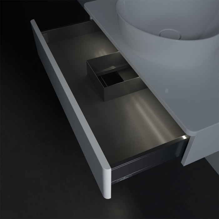 Villeroy & Boch Antao Waschbeckenunterschrank, 80 x 19 cm, 1 Auszug mit LED-Licht, Front ohne Struktur, ohne Hahnloch