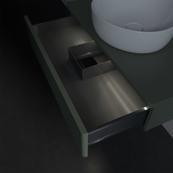 Villeroy & Boch Antao Waschbeckenunterschrank, 80 x 19 cm, 1 Auszug mit LED-Licht, Front ohne Struktur, ohne Hahnloch