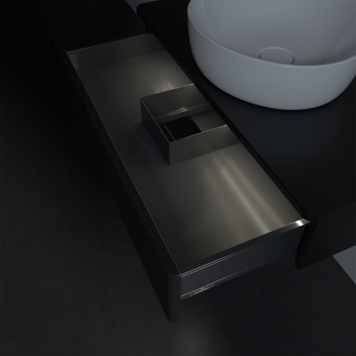 Villeroy & Boch Antao Waschbeckenunterschrank, 80 x 19 cm, 1 Auszug mit LED-Licht, Front ohne Struktur, ohne Hahnloch