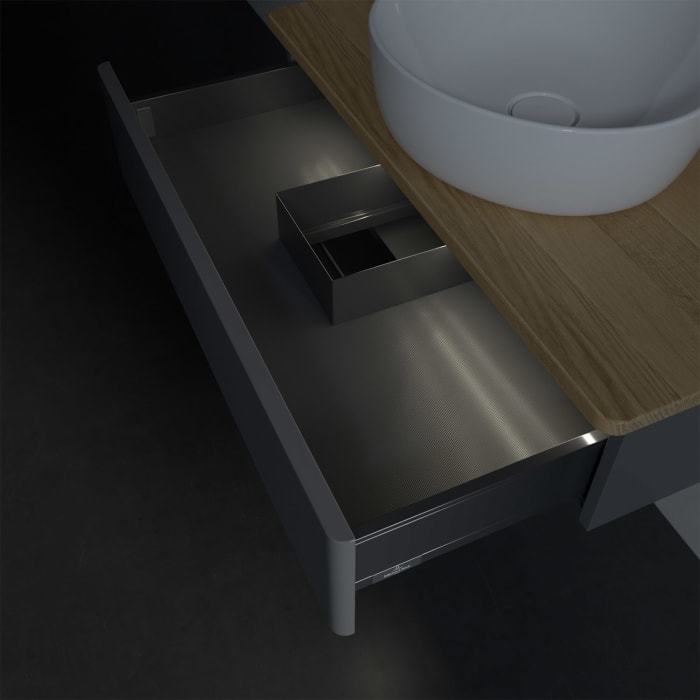 Villeroy & Boch Antao Waschbeckenunterschrank, 80 x 19 cm, 1 Auszug mit LED-Licht, Front ohne Struktur, ohne Hahnloch