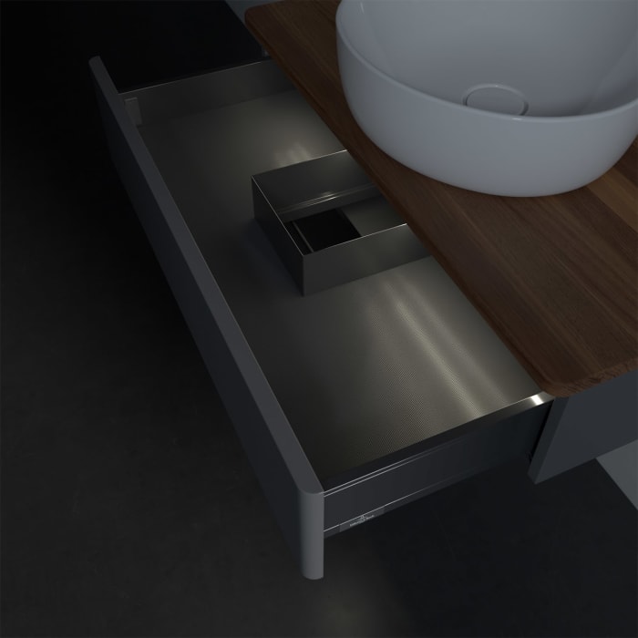 Villeroy & Boch Antao Waschbeckenunterschrank, 80 x 19 cm, 1 Auszug mit LED-Licht, Front ohne Struktur, ohne Hahnloch