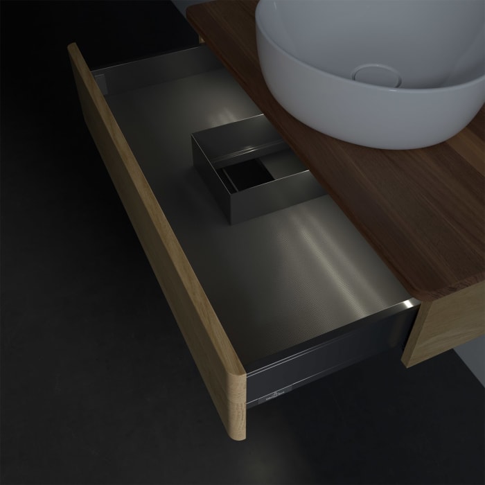 Villeroy & Boch Antao Waschbeckenunterschrank, 80 x 19 cm, 1 Auszug mit LED-Licht, Front ohne Struktur, ohne Hahnloch