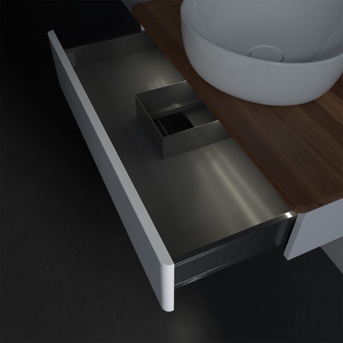 Villeroy & Boch Antao Waschbeckenunterschrank, 80 x 19 cm, 1 Auszug mit LED-Licht, Front ohne Struktur, ohne Hahnloch