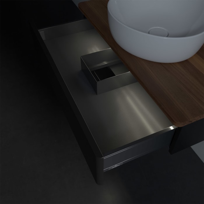 Villeroy & Boch Antao Waschbeckenunterschrank, 80 x 19 cm, 1 Auszug mit LED-Licht, Front ohne Struktur, ohne Hahnloch