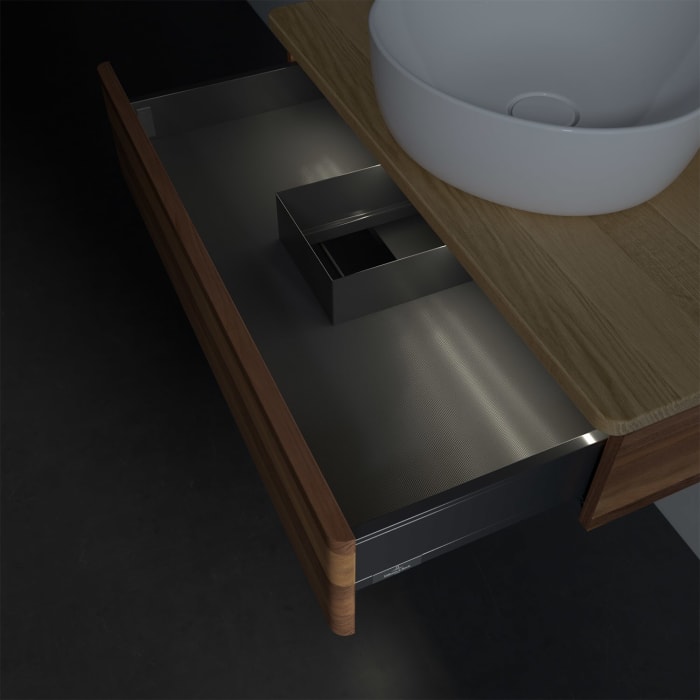 Villeroy & Boch Antao Waschbeckenunterschrank, 80 x 19 cm, 1 Auszug mit LED-Licht, Front ohne Struktur, mit Hahnloch