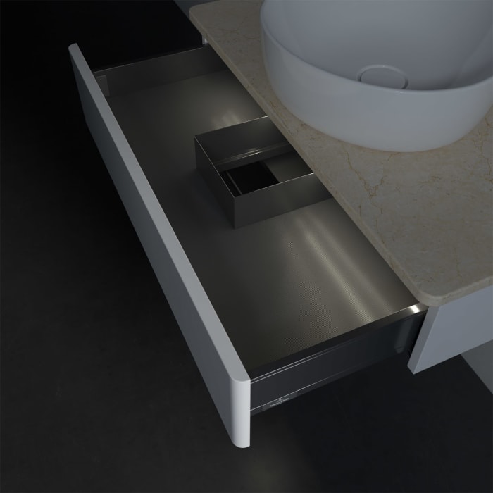 Villeroy & Boch Antao Waschbeckenunterschrank, 80 x 19 cm, 1 Auszug mit LED-Licht, Front ohne Struktur, mit Hahnloch