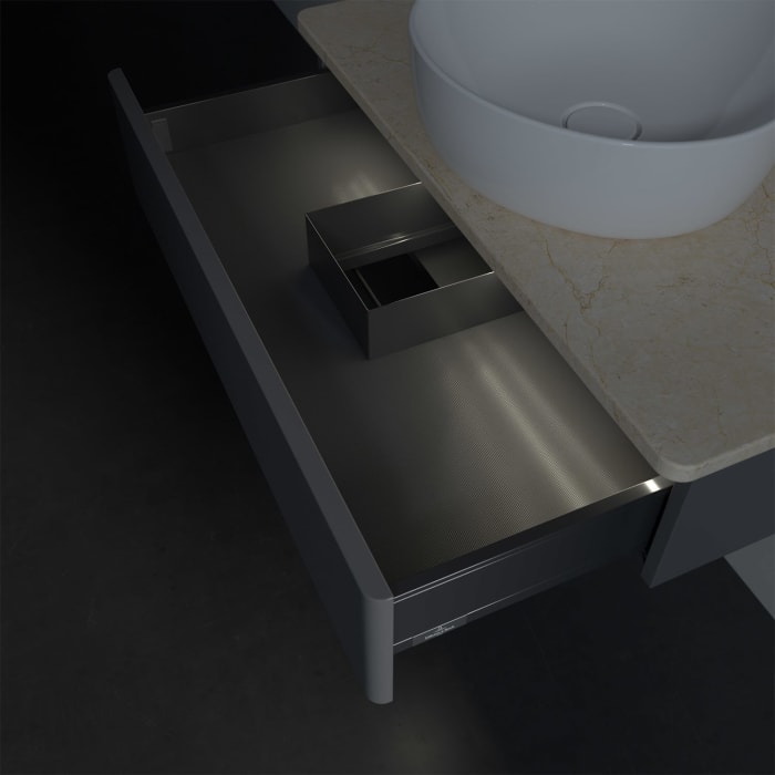 Villeroy & Boch Antao Waschbeckenunterschrank, 80 x 19 cm, 1 Auszug mit LED-Licht, Front ohne Struktur, mit Hahnloch