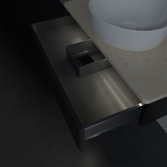 Villeroy & Boch Antao Waschbeckenunterschrank, 80 x 19 cm, 1 Auszug mit LED-Licht, Front ohne Struktur, mit Hahnloch