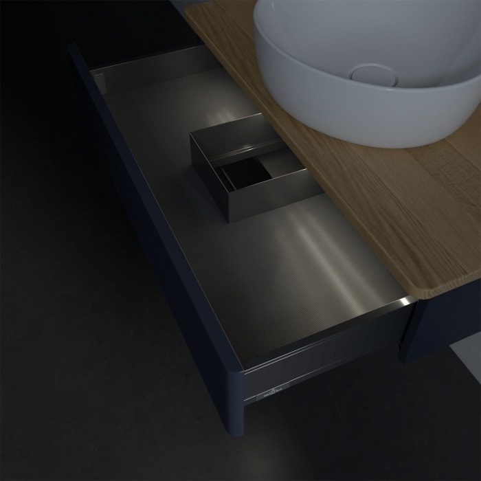 Villeroy & Boch Antao Waschbeckenunterschrank, 80 x 19 cm, 1 Auszug mit LED-Licht, Front mit Struktur, ohne Hahnloch