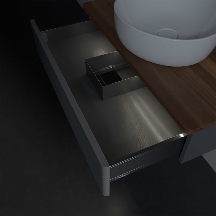 Villeroy & Boch Antao Waschbeckenunterschrank, 80 x 19 cm, 1 Auszug mit LED-Licht, Front mit Struktur, mit Hahnloch