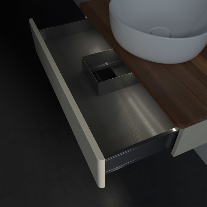 Villeroy & Boch Antao Waschbeckenunterschrank, 80 x 19 cm, 1 Auszug mit LED-Licht, Front mit Struktur, mit Hahnloch