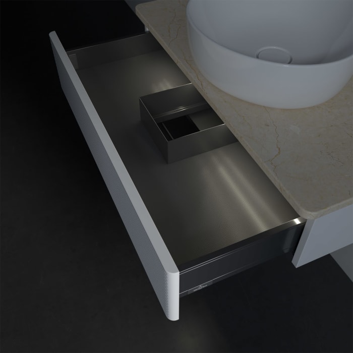 Villeroy & Boch Antao Waschbeckenunterschrank, 80 x 19 cm, 1 Auszug mit LED-Licht, Front mit Struktur, mit Hahnloch