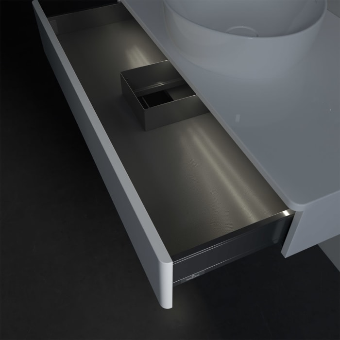 Villeroy & Boch Antao Waschbeckenunterschrank, 100 x 19 cm, 1 Auszug mit LED-Licht, Front ohne Struktur, ohne Hahnloch