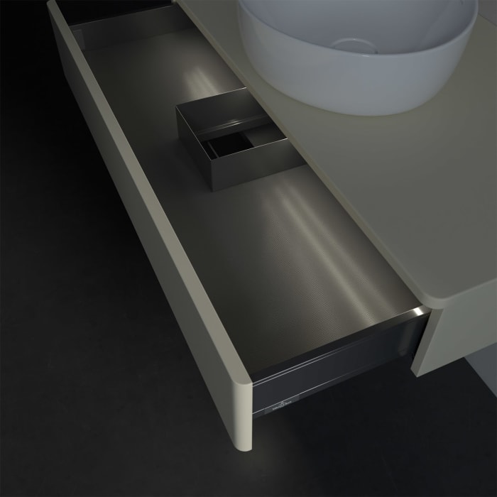 Villeroy & Boch Antao Waschbeckenunterschrank, 100 x 19 cm, 1 Auszug mit LED-Licht, Front ohne Struktur, ohne Hahnloch