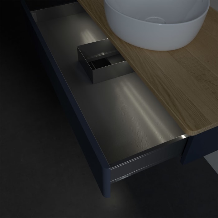 Villeroy & Boch Antao Waschbeckenunterschrank, 100 x 19 cm, 1 Auszug mit LED-Licht, Front ohne Struktur, ohne Hahnloch