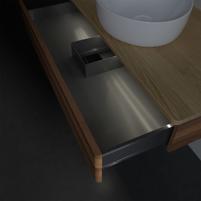 Villeroy & Boch Antao Waschbeckenunterschrank, 100 x 19 cm, 1 Auszug mit LED-Licht, Front ohne Struktur, ohne Hahnloch