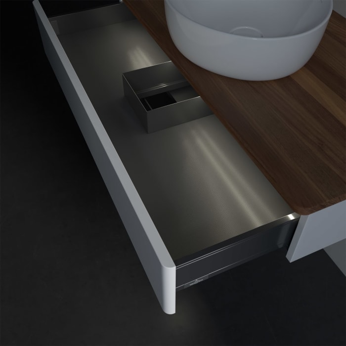 Villeroy & Boch Antao Waschbeckenunterschrank, 100 x 19 cm, 1 Auszug mit LED-Licht, Front ohne Struktur, ohne Hahnloch