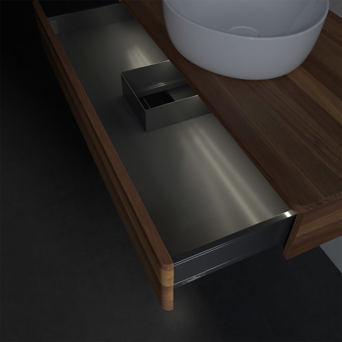 Villeroy & Boch Antao Waschbeckenunterschrank, 100 x 19 cm, 1 Auszug mit LED-Licht, Front ohne Struktur, ohne Hahnloch