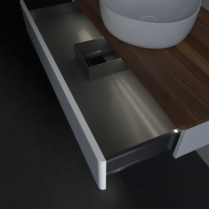 Villeroy & Boch Antao Waschbeckenunterschrank, 100 x 19 cm, 1 Auszug mit LED-Licht, Front ohne Struktur, ohne Hahnloch