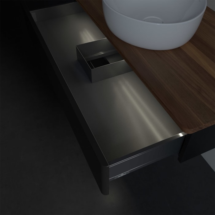 Villeroy & Boch Antao Waschbeckenunterschrank, 100 x 19 cm, 1 Auszug mit LED-Licht, Front ohne Struktur, ohne Hahnloch