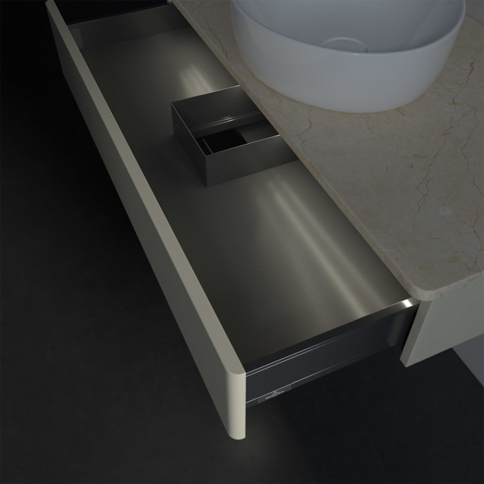 Villeroy & Boch Antao Waschbeckenunterschrank, 100 x 19 cm, 1 Auszug mit LED-Licht, Front ohne Struktur, ohne Hahnloch