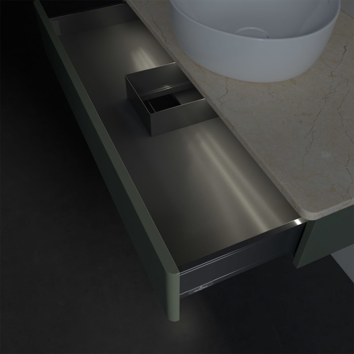 Villeroy & Boch Antao Waschbeckenunterschrank, 100 x 19 cm, 1 Auszug mit LED-Licht, Front ohne Struktur, ohne Hahnloch