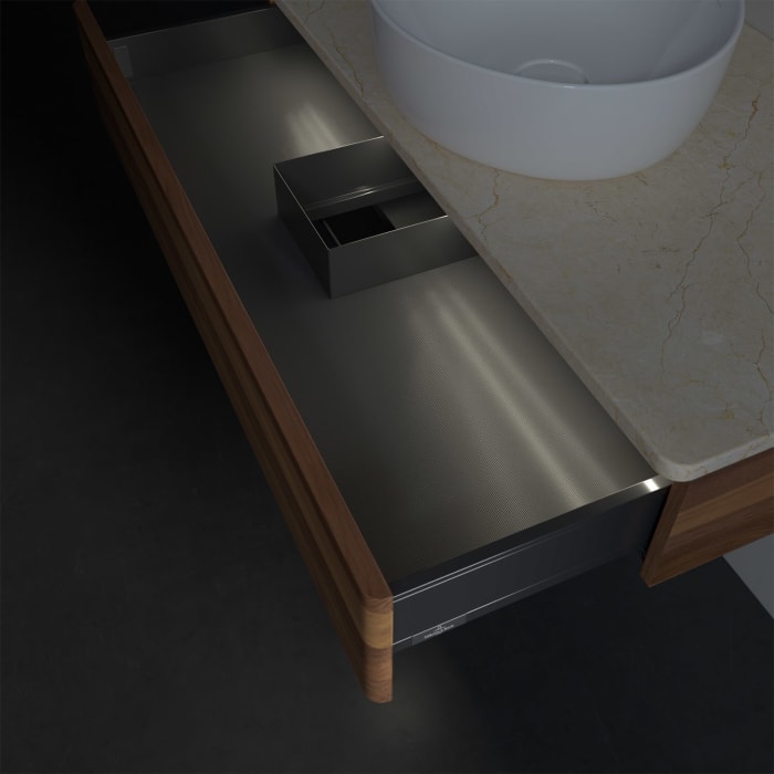 Villeroy & Boch Antao Waschbeckenunterschrank, 100 x 19 cm, 1 Auszug mit LED-Licht, Front ohne Struktur, ohne Hahnloch