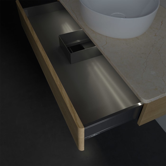 Villeroy & Boch Antao Waschbeckenunterschrank, 100 x 19 cm, 1 Auszug mit LED-Licht, Front ohne Struktur, ohne Hahnloch