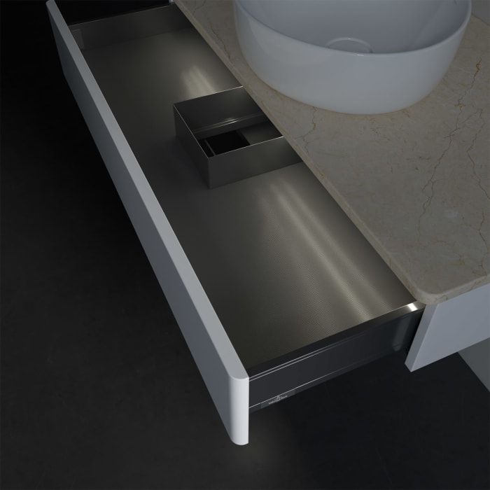 Villeroy & Boch Antao Waschbeckenunterschrank, 100 x 19 cm, 1 Auszug mit LED-Licht, Front ohne Struktur, ohne Hahnloch